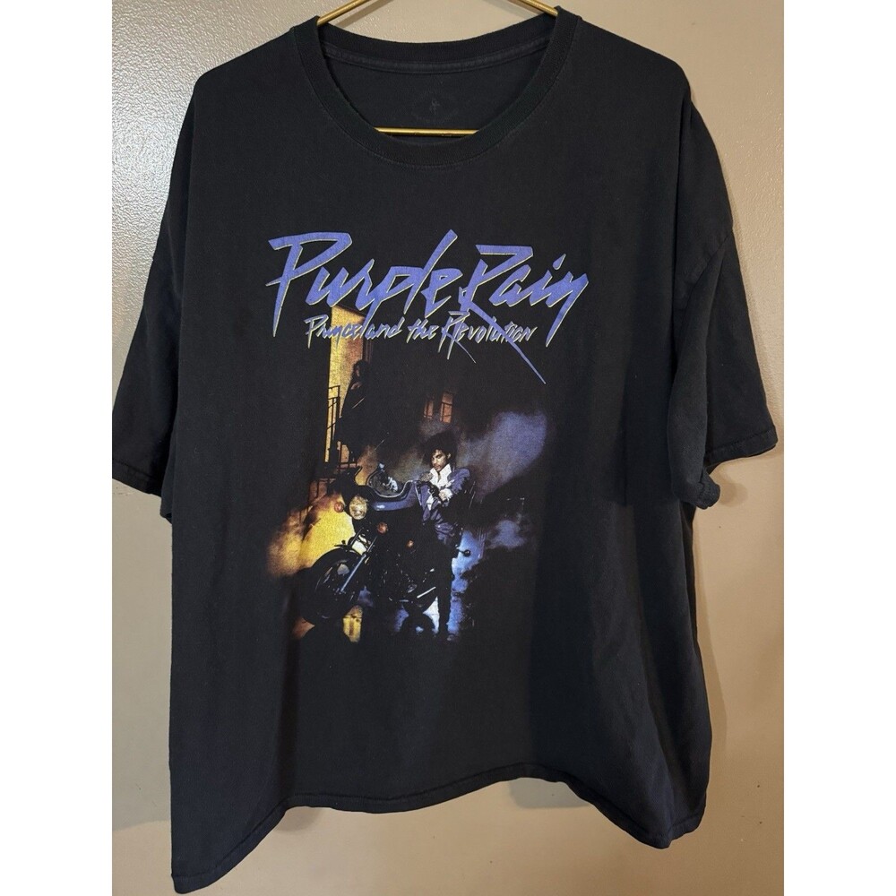 Purple Rain Prince and the Revolution T-Shirt Men 3XL Short Sleeve Graphic Black